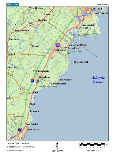 Harpswell - Brunswick region map of mid-coast Maine. Includes Harpswell, Cundy's Harbor, Orrs Island, Bailey Island