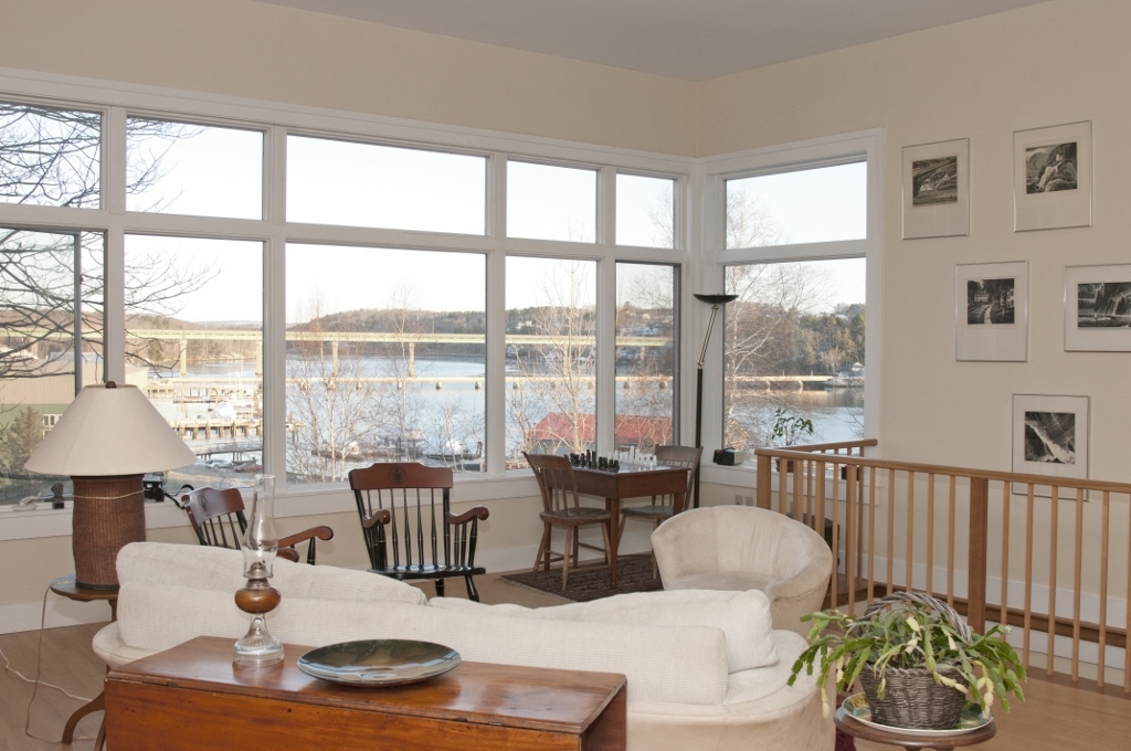 Living Room with Views of Belfast Shipyard & Harbor