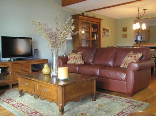 Livingroom of a real estate listing on the coast of Maine with Views of Penobscot Bay in 
Lincolnville, Maine at Ducktrap Harbor